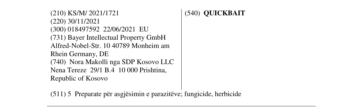 Zëri i markës QUICKBAIT në buletin