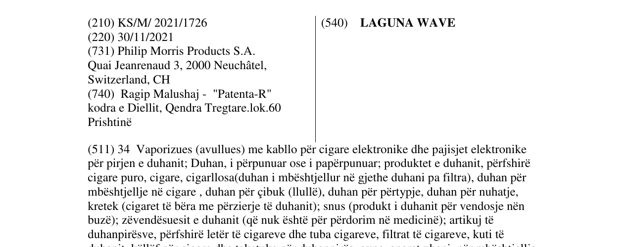 Zëri i markës LAGUNA WAVE në buletin