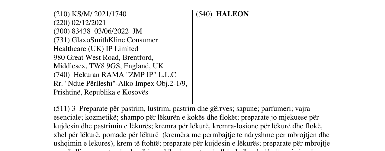 Zëri i markës HALEON në buletin