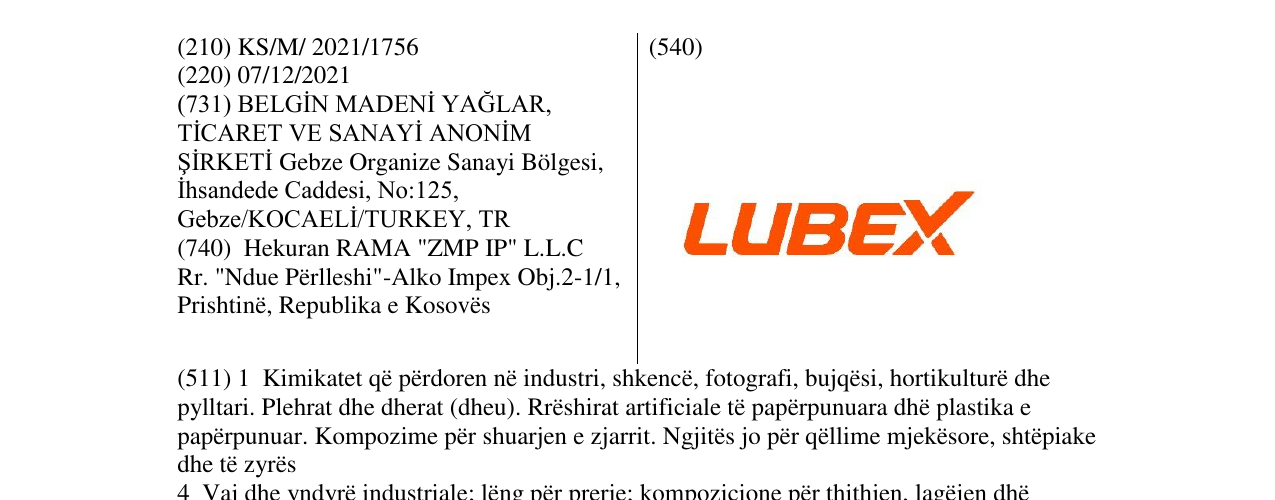 Zëri i markës LUBEX në buletin
