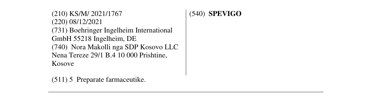 Zëri i markës SPEVIGO në buletin