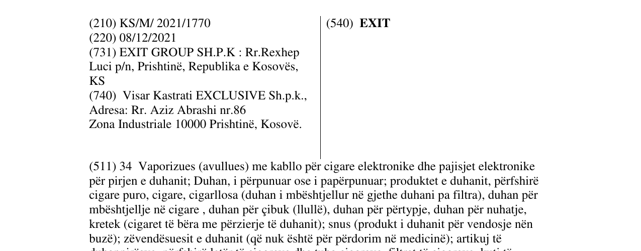 Zëri i markës EXIT në buletin