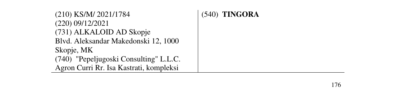 Zëri i markës TINGORA në buletin
