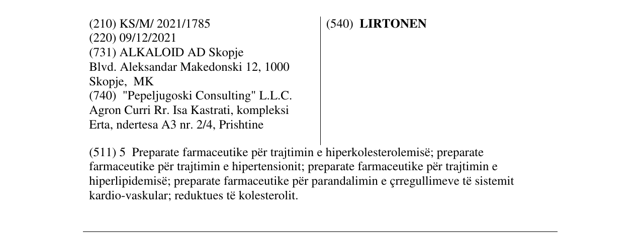 Zëri i markës LIRTONEN në buletin