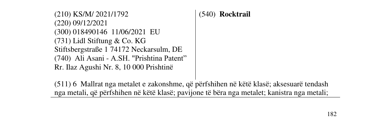 Zëri i markës Rocktrail në buletin