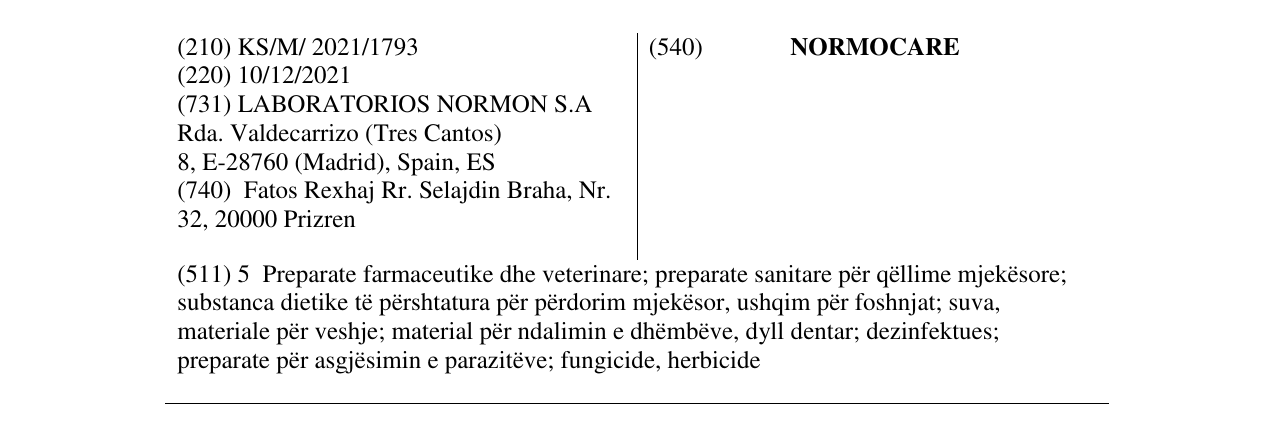Zëri i markës NORMOCARE në buletin