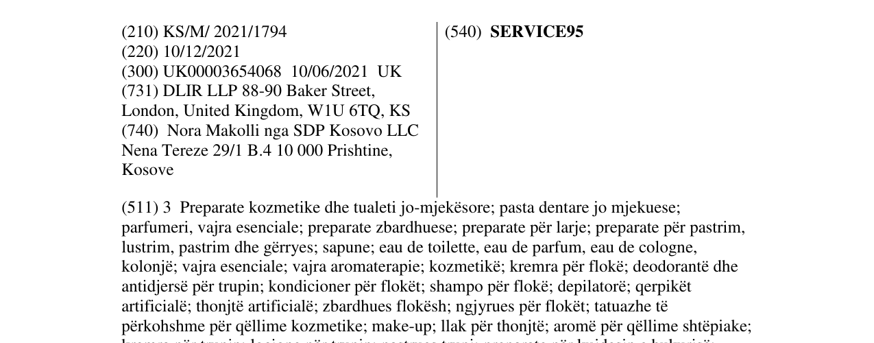 Zëri i markës SERVICE95 në buletin