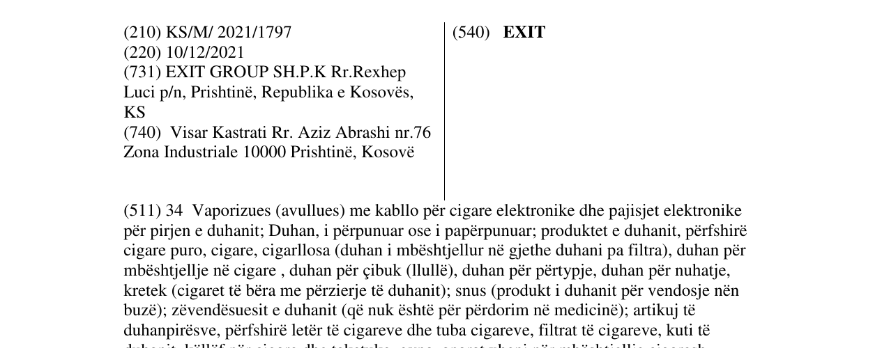 Zëri i markës EXIT në buletin