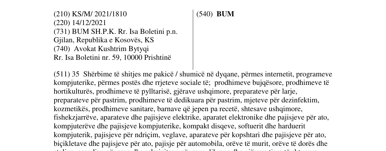 Zëri i markës BUM në buletin