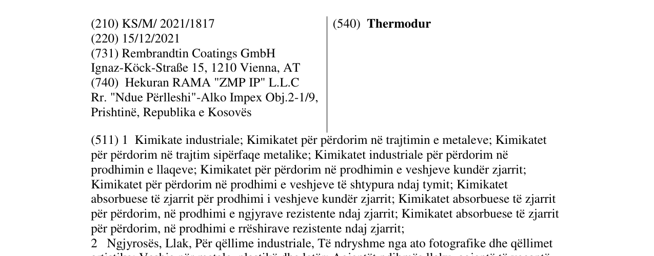 Zëri i markës Thermodur në buletin