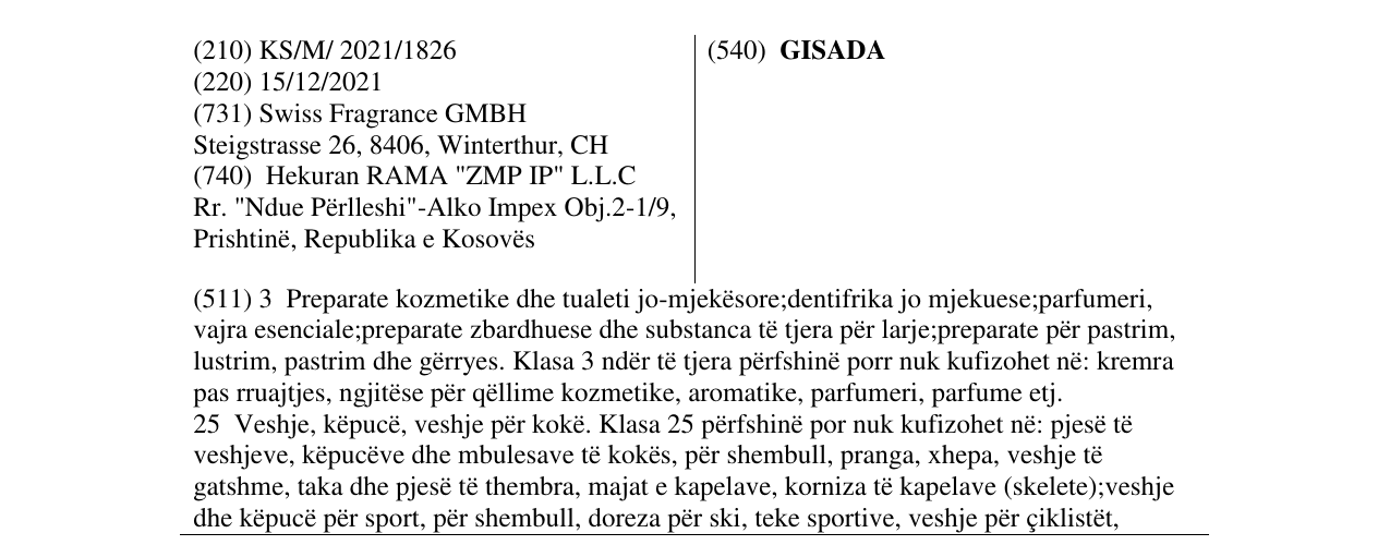 Zëri i markës GISADA në buletin
