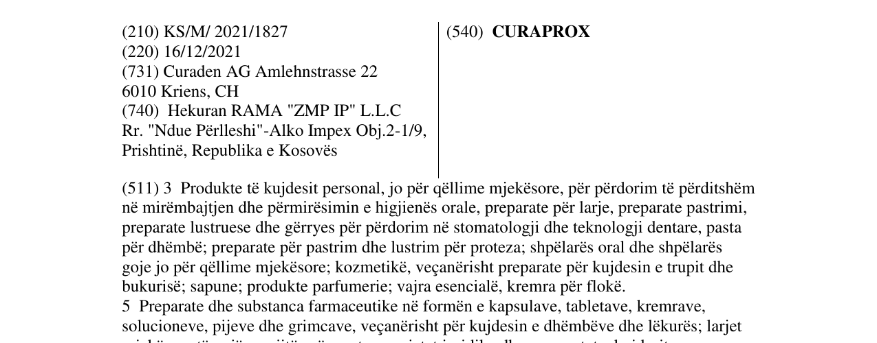 Zëri i markës CURAPROX në buletin