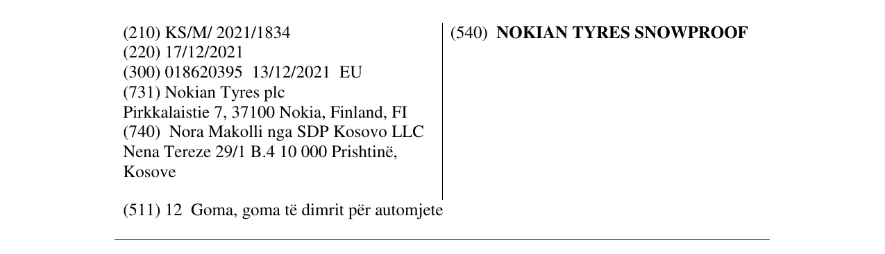 Zëri i markës NOKIAN TYRES SNOWPROOF në buletin