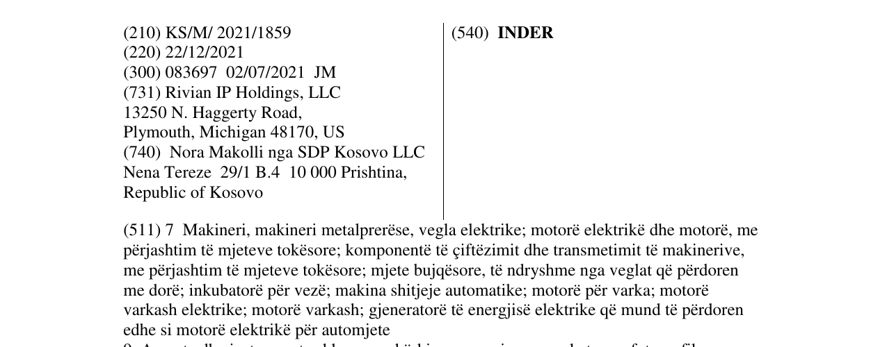 Zëri i markës INDER në buletin