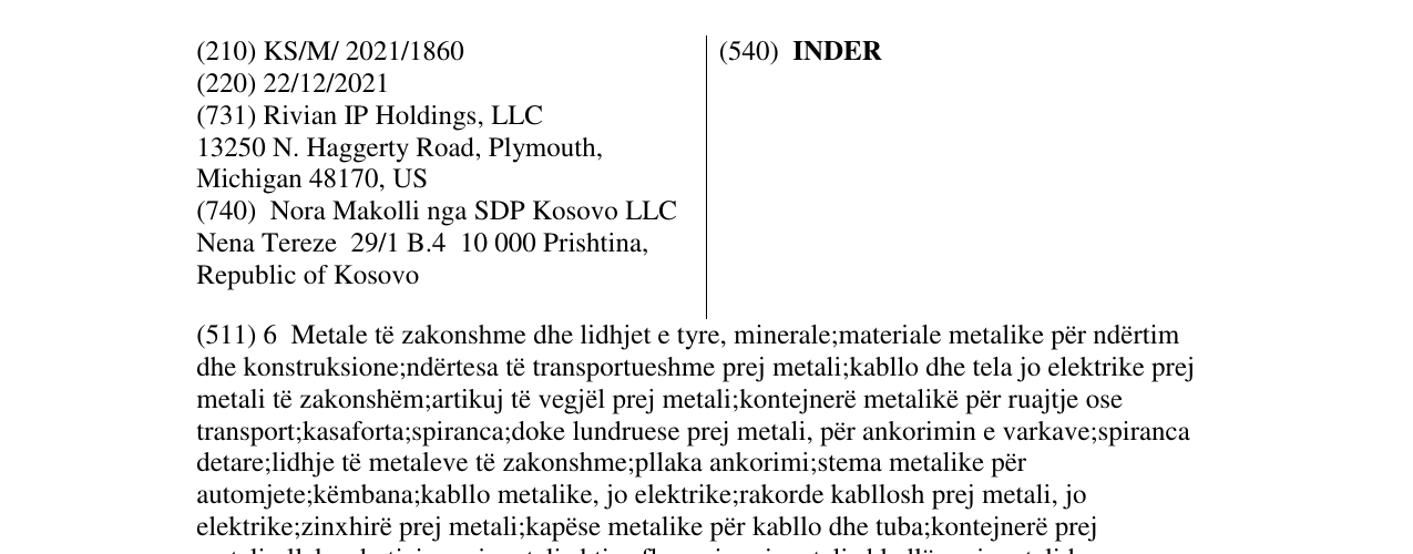 Zëri i markës INDER në buletin