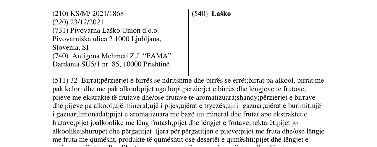 Zëri i markës Laško në buletin