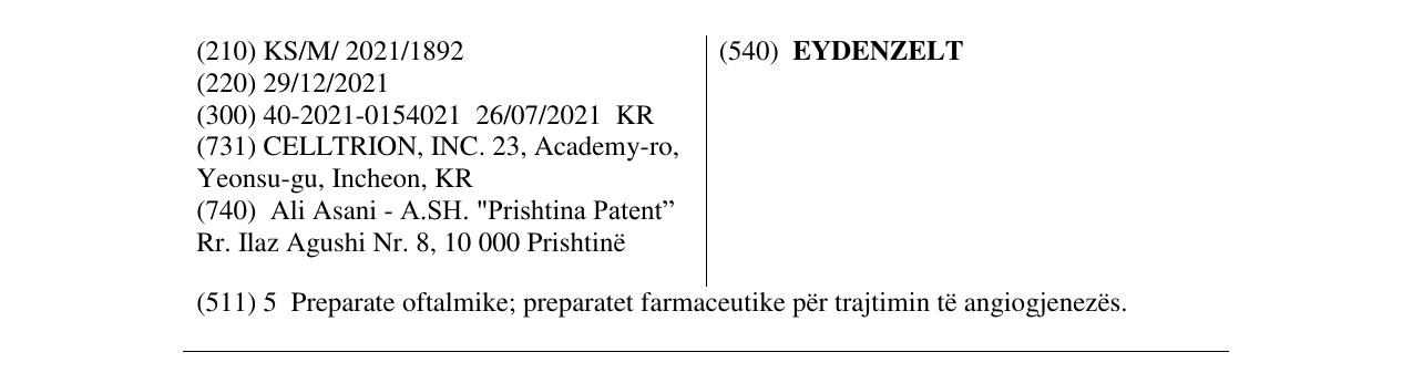 Zëri i markës EYDENZELT në buletin