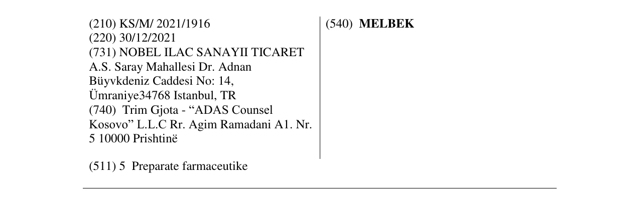Zëri i markës MELBEK në buletin