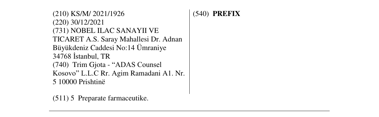 Zëri i markës PREFIX në buletin