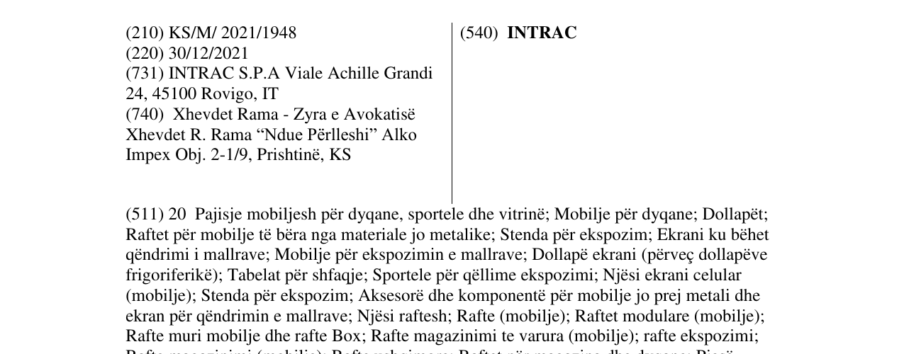 Zëri i markës INTRAC në buletin