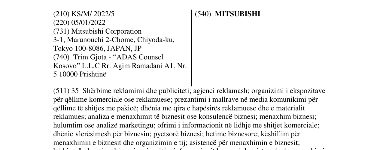 Zëri i markës MITSUBISHI në buletin