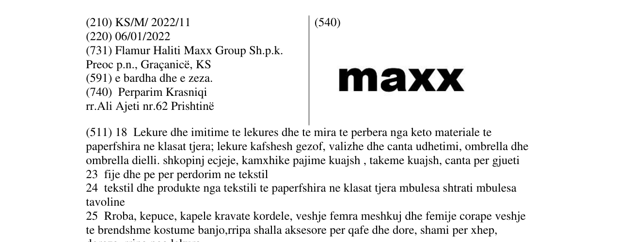 Zëri i markës maxx në buletin