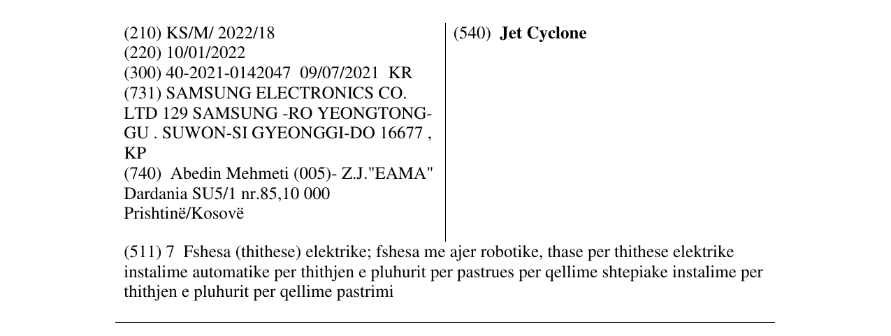 Zëri i markës Jet Cyclone në buletin