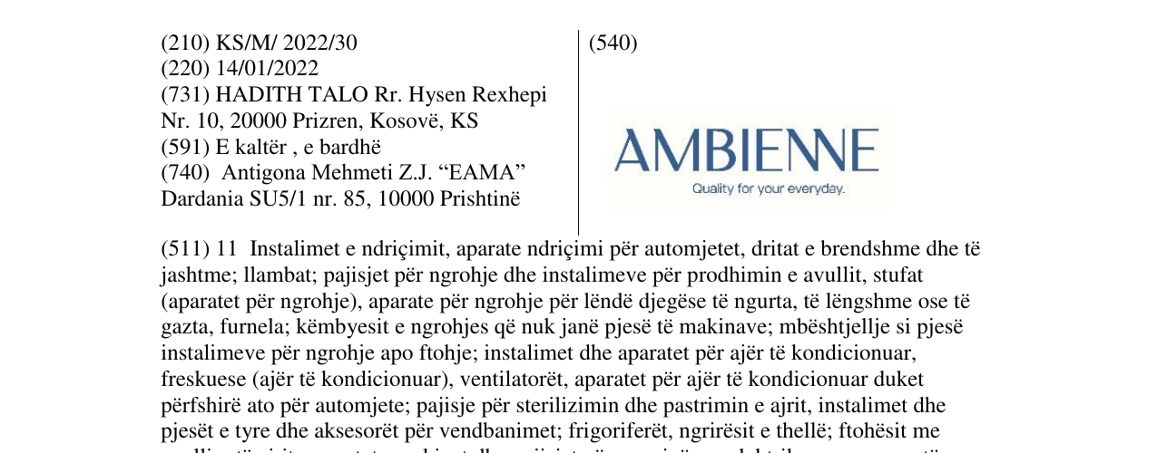 Zëri i markës AMBIENNE në buletin