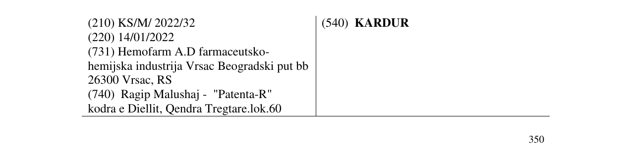 Zëri i markës KARDUR në buletin