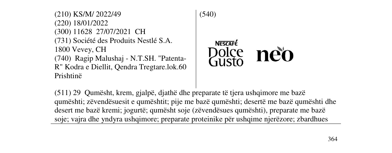 Zëri i markës NESCAFE DOLCE GUSTO NEO në buletin
