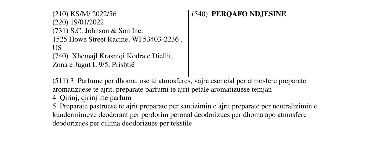 Zëri i markës PERQAFO NDJESINE në buletin