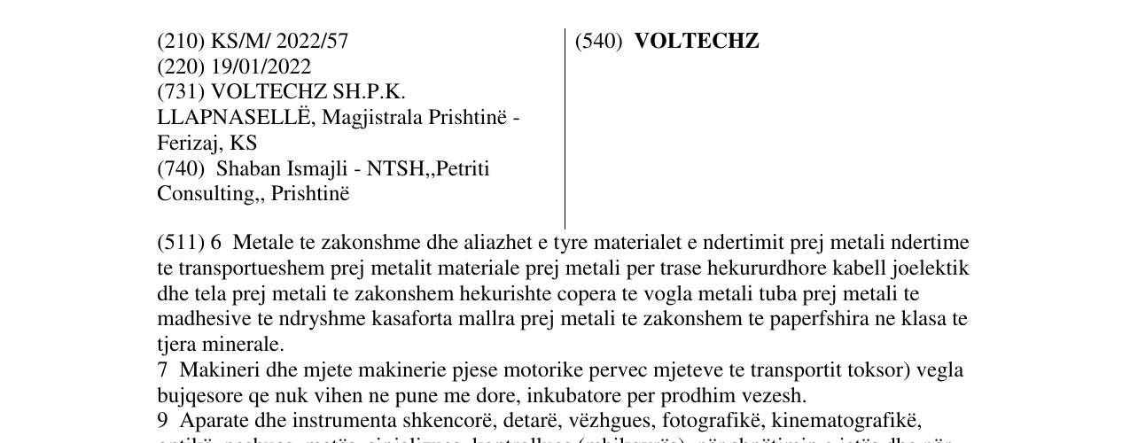 Zëri i markës VOLTECHZ në buletin
