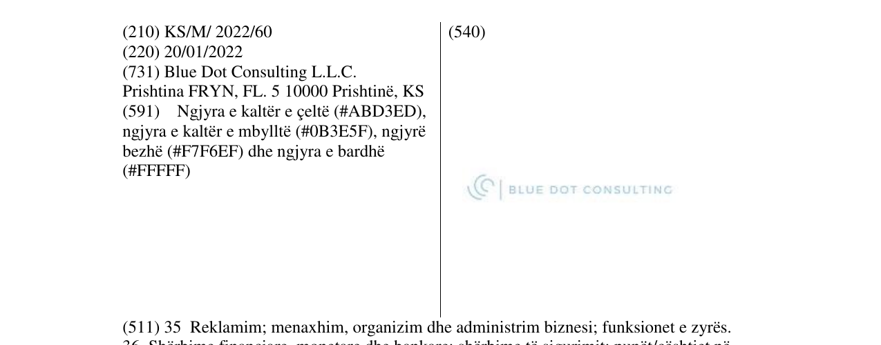 Zëri i markës BLUE DOT CONSULTING në buletin