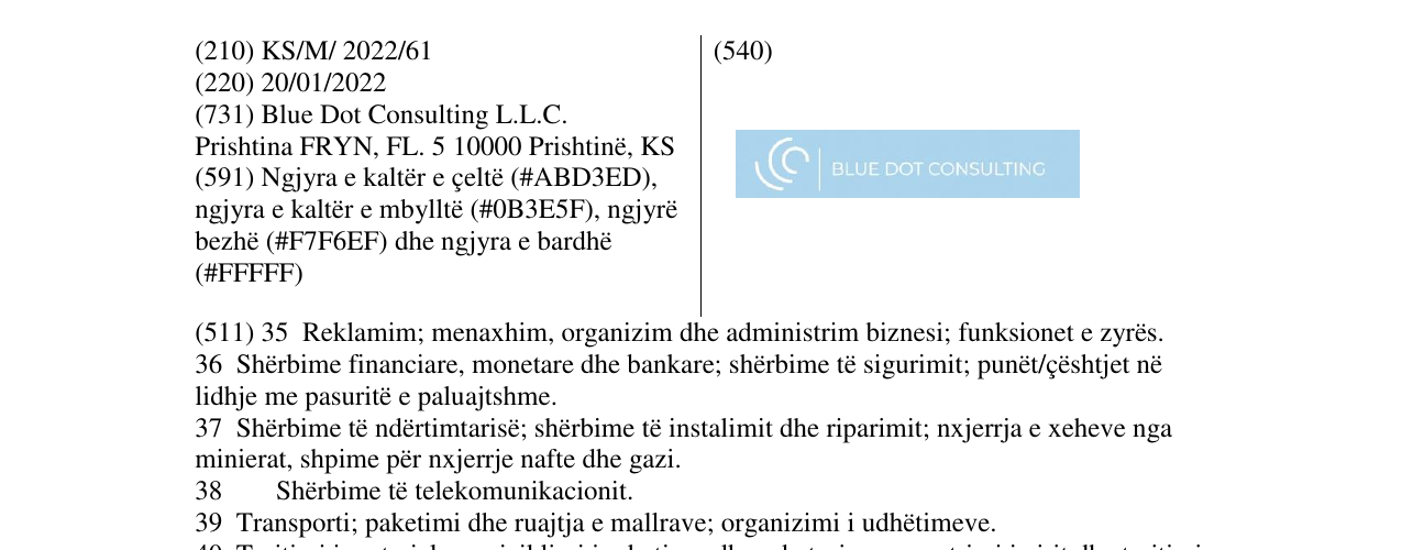 Zëri i markës BLUE DOT CONSULTING në buletin