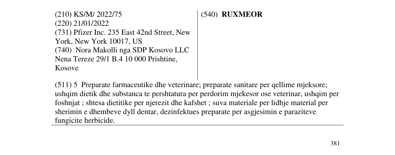 Zëri i markës RUXMEOR në buletin