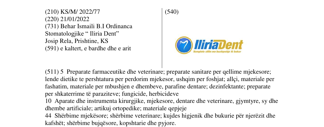 Zëri i markës Iliria Dent në buletin