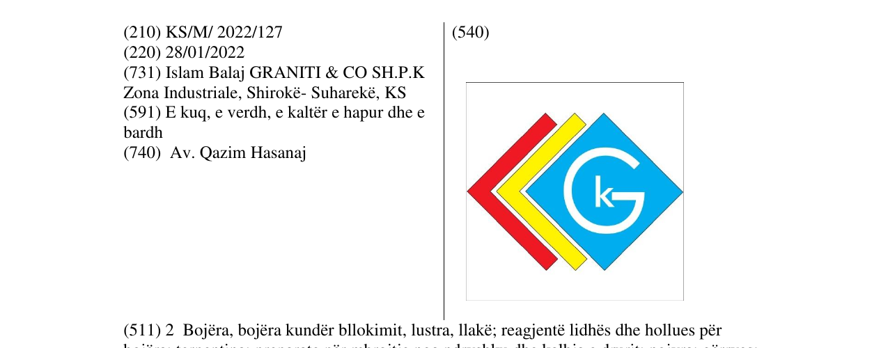 Zëri i markës Gk në buletin