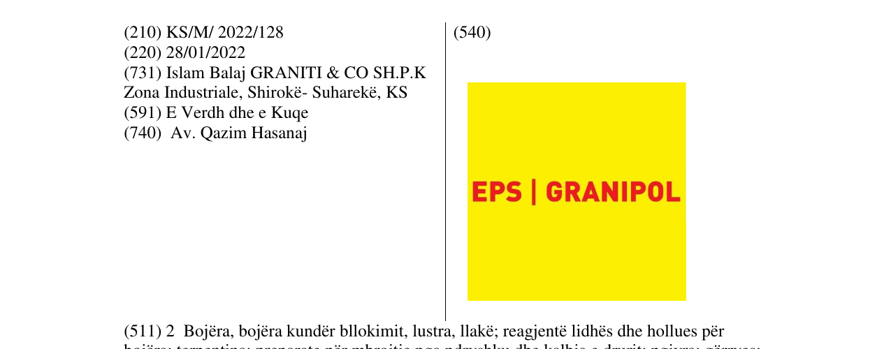 Zëri i markës EPS GRANIPOL në buletin