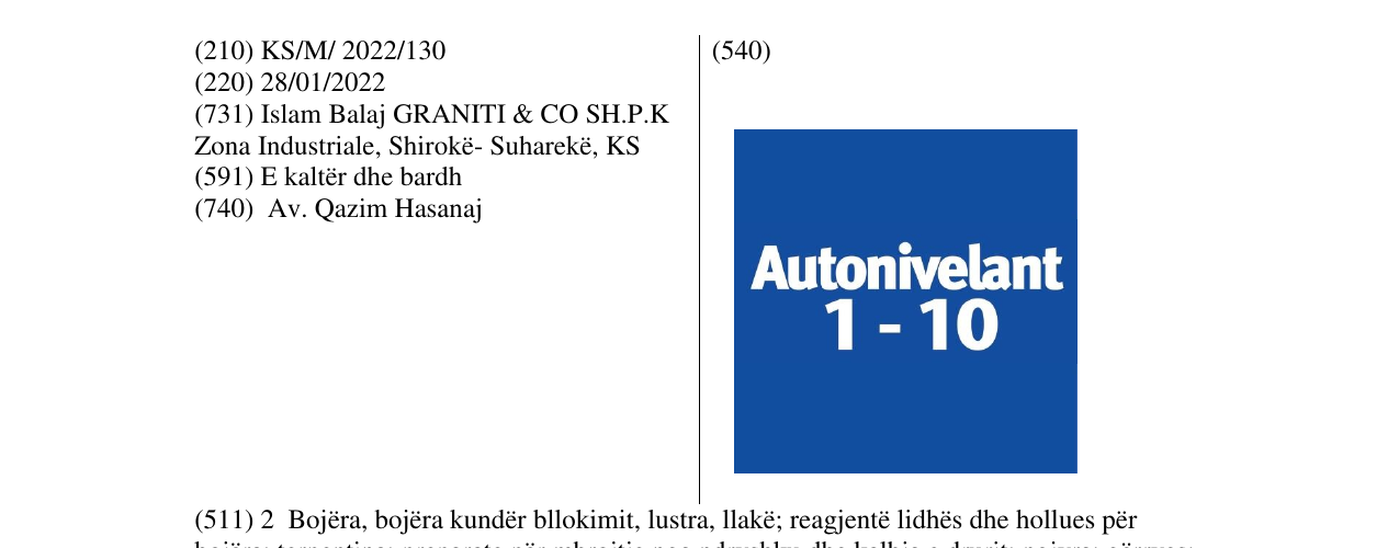Zëri i markës Autonivelant në buletin