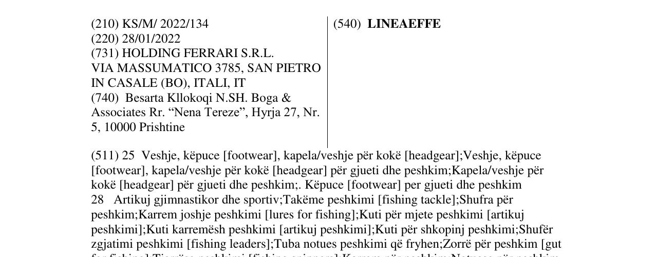 Zëri i markës LINEAEFFE në buletin