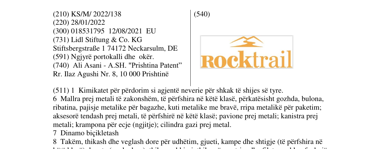 Zëri i markës ROCKTRAIL në buletin