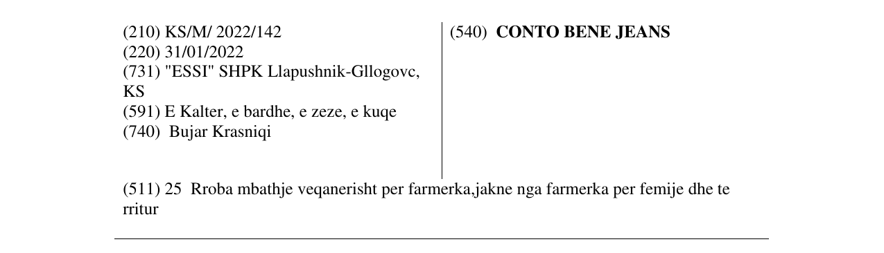 Zëri i markës CONTO BENE JEANS në buletin