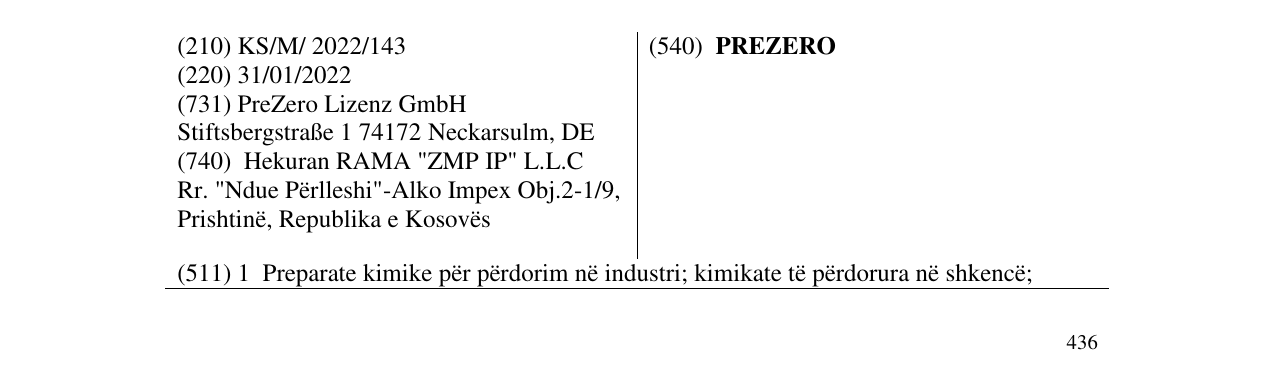 Zëri i markës PREZERO në buletin