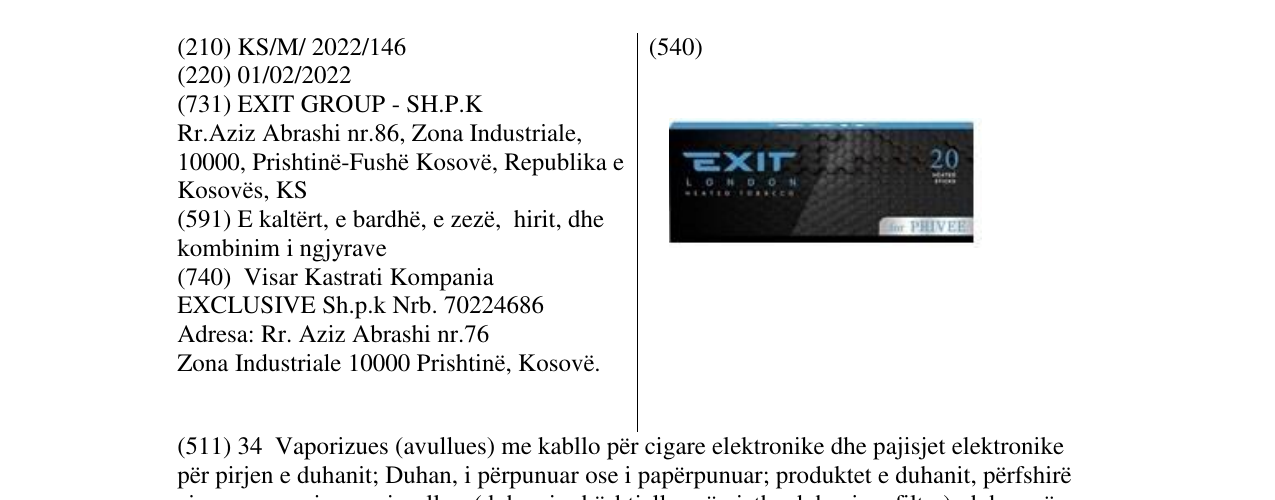 Zëri i markës EXIT LONDON në buletin