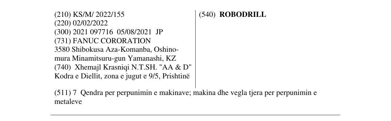 Zëri i markës ROBODRILL në buletin