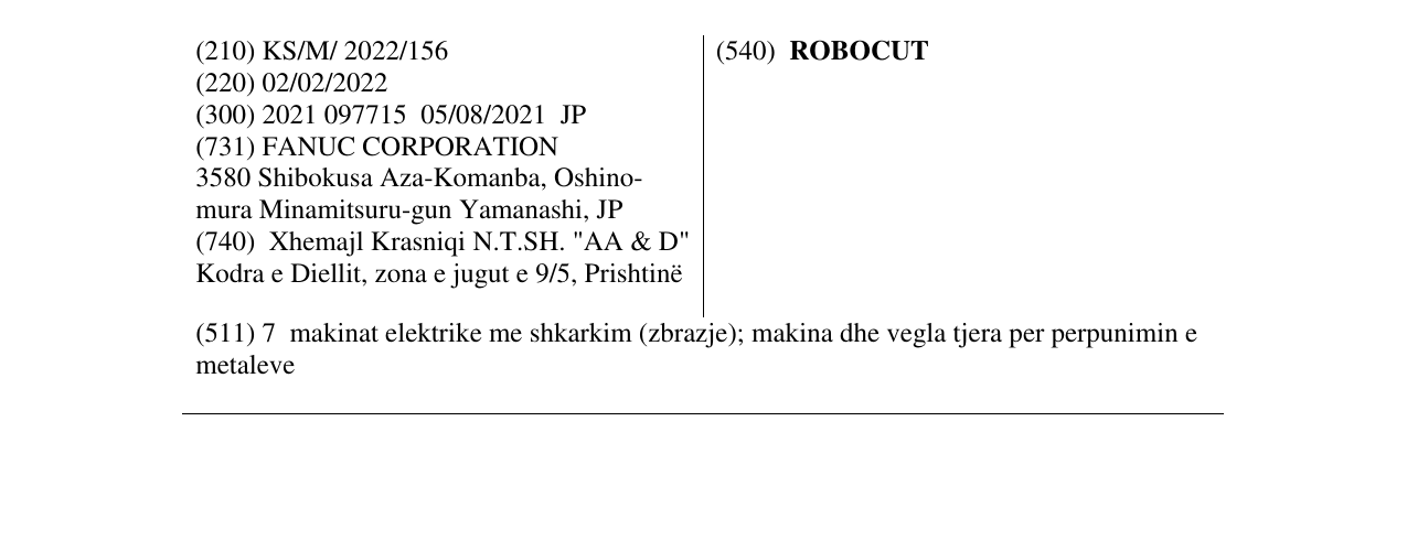 Zëri i markës ROBOCUT në buletin