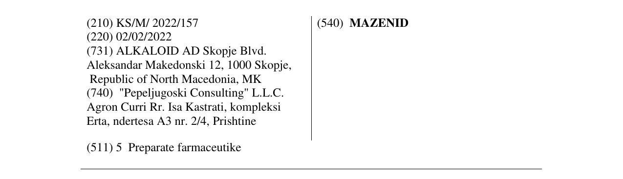 Zëri i markës MAZENID në buletin