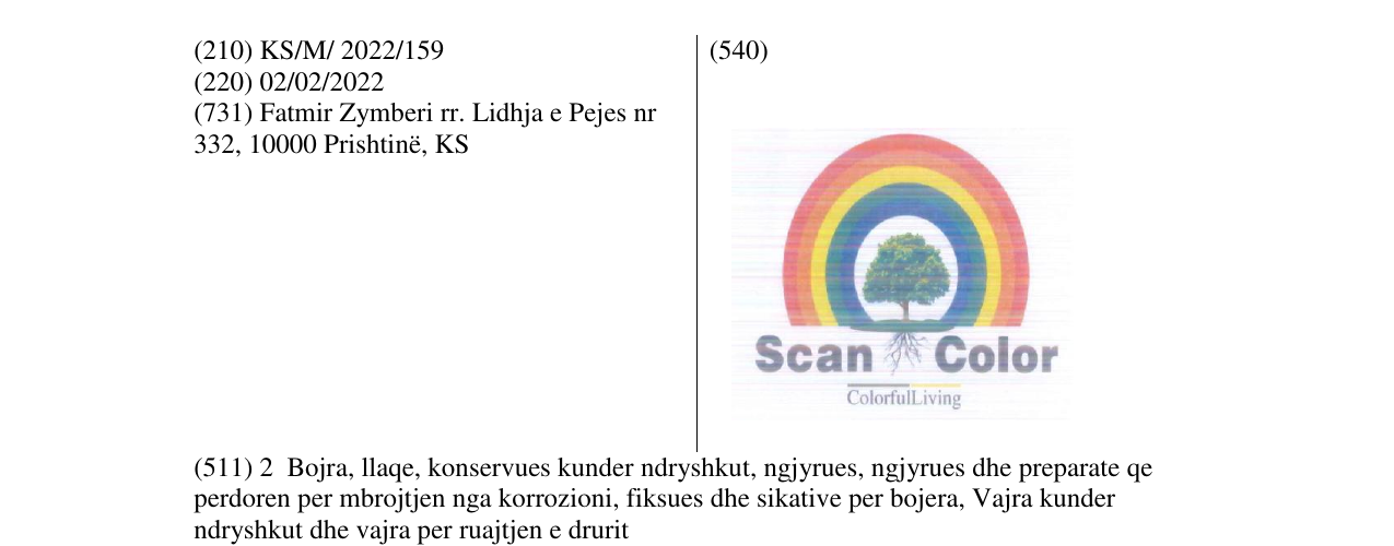 Zëri i markës SCAN COLOR në buletin
