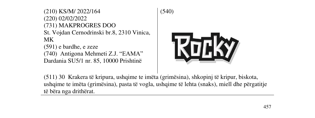 Zëri i markës Rocky në buletin