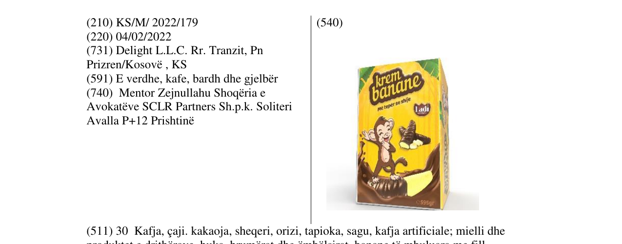 Zëri i markës krem banane në buletin